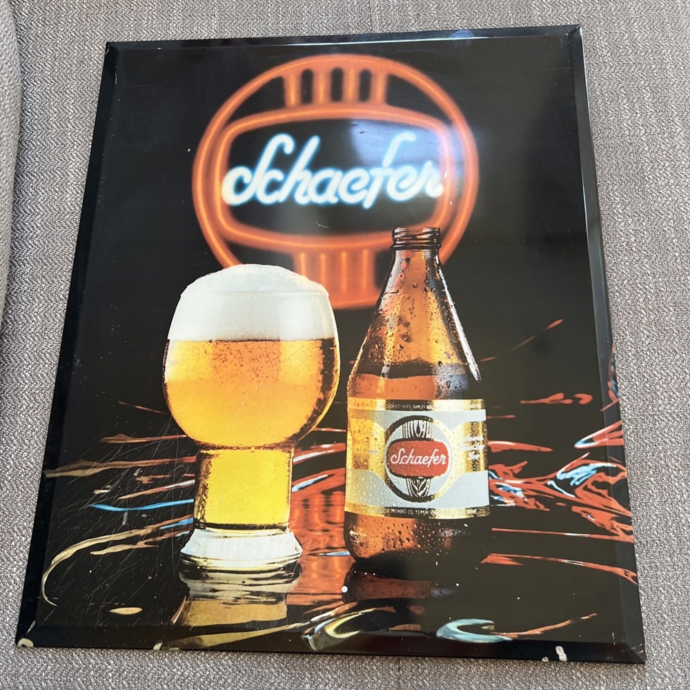 ORIGINAL VINTAGE SCHAEFER BEER METAL BAR SIGN WALL ADVERTISING 18"X15" MAN CAVE
